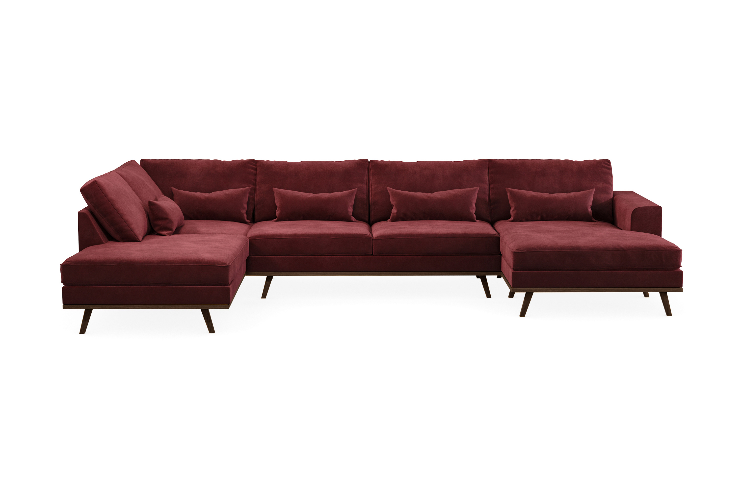 copenhagen 5-sits vänstervänd u-formad soffa med divan och schäslong i sammet - lila