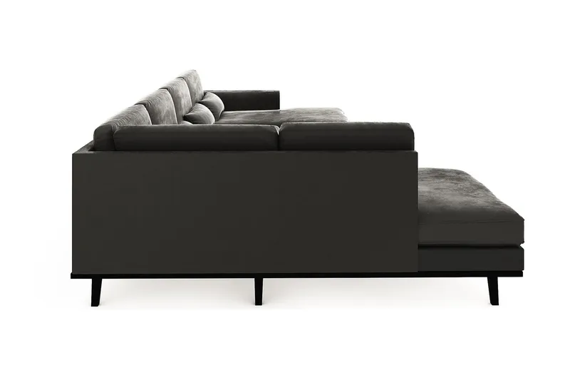 Copenhagen 5-sits Vänstervänd U-formad Soffa med Divan och Schäslong i Sammet - Mörkgrå - Möbler - Vardagsrum - Soffor - U-soffor