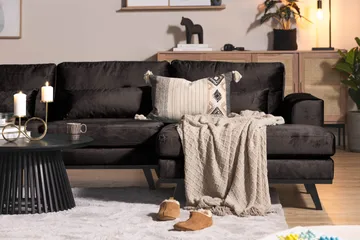 Copenhagen 5-sits Vänstervänd U-formad Soffa med Divan och Schäslong i Sammet - Mörkgrå - Möbler - Vardagsrum - Soffor - U-soffor