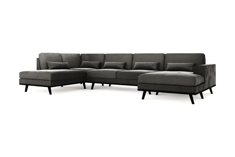 Copenhagen 5-sits Vänstervänd U-formad Soffa med Divan och Schäslong i Sammet - Mörkgrå - Möbler - Vardagsrum - Soffor - U-soffor