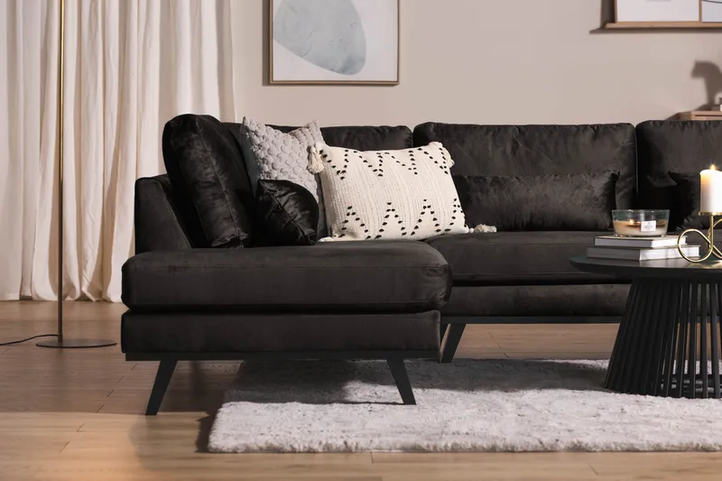 Copenhagen 5-sits Vänstervänd U-formad Soffa med Divan och Schäslong i Sammet - Mörkgrå - Möbler - Vardagsrum - Soffor - U-soffor