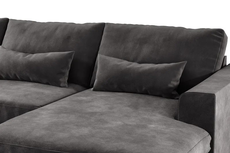 Copenhagen 5-sits Vänstervänd U-formad Soffa med Divan och Schäslong i Sammet - Mörkgrå - Möbler - Vardagsrum - Soffor - U-soffor