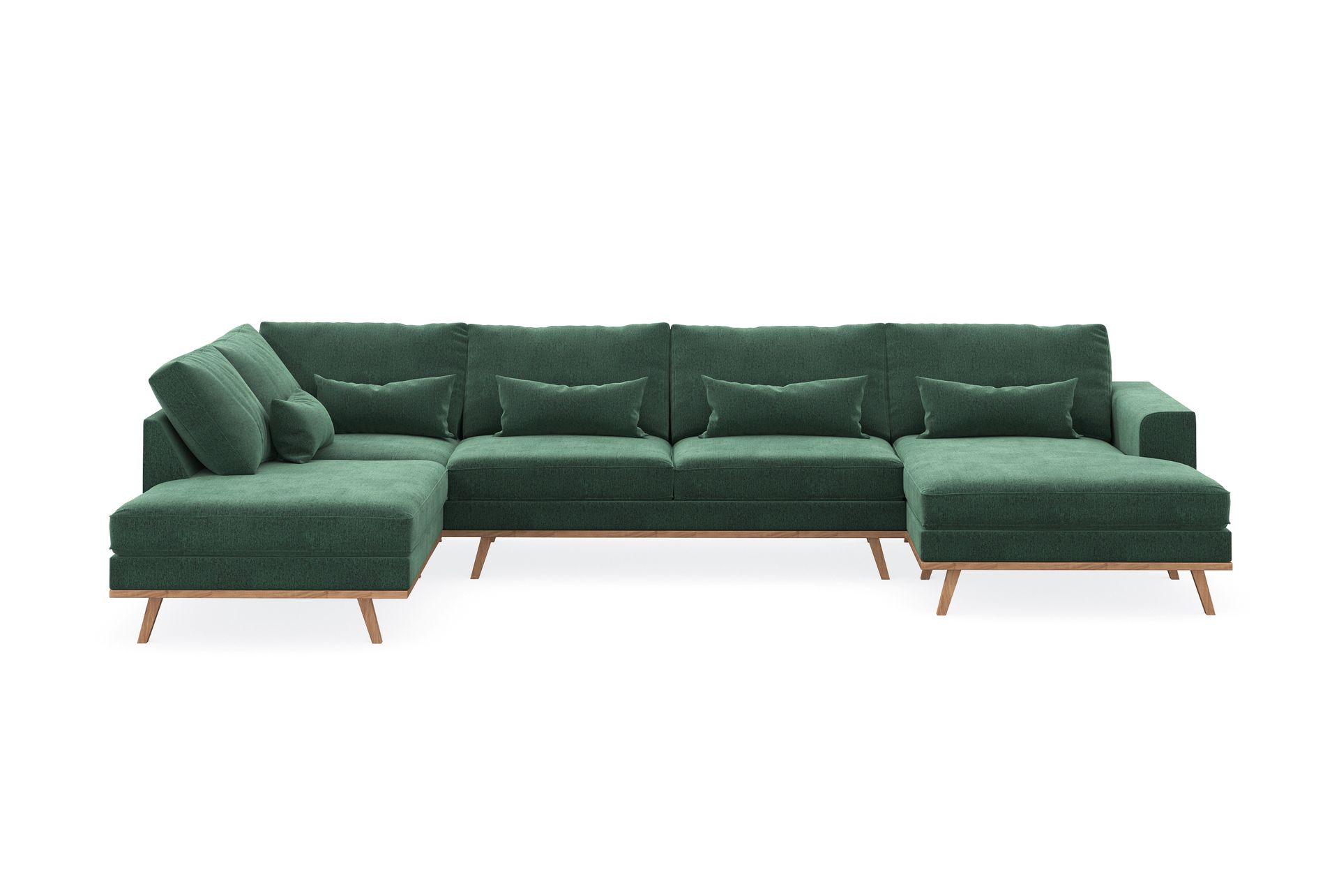 Copenhagen 5-sits Vänstervänd U-formad Soffa med Divan och Schäslong i Sammet - Mörkgrön - Möbler - Vardagsrum - Soffor - U-soffor