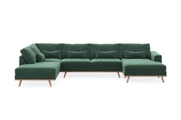 Copenhagen 5-sits Vänstervänd U-formad Soffa med Divan och Schäslong i Sammet - Mörkgrön - Möbler - Vardagsrum - Soffor - U-soffor