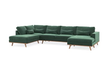 Copenhagen 5-sits Vänstervänd U-formad Soffa med Divan och Schäslong i Sammet - Mörkgrön - Möbler - Vardagsrum - Soffor - U-soffor