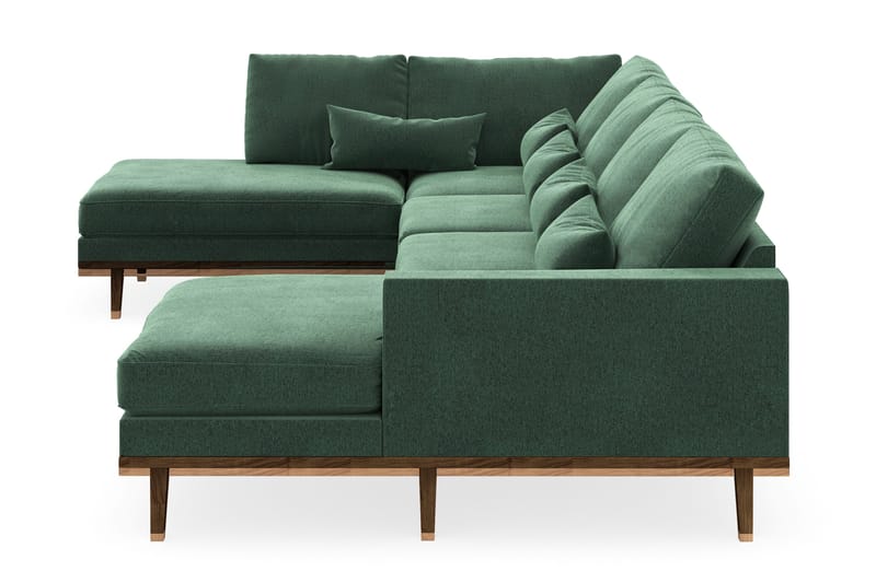 Copenhagen 5-sits Vänstervänd U-formad Soffa med Divan och Schäslong i Sammet - Mörkgrön - Möbler - Vardagsrum - Soffor - U-soffor