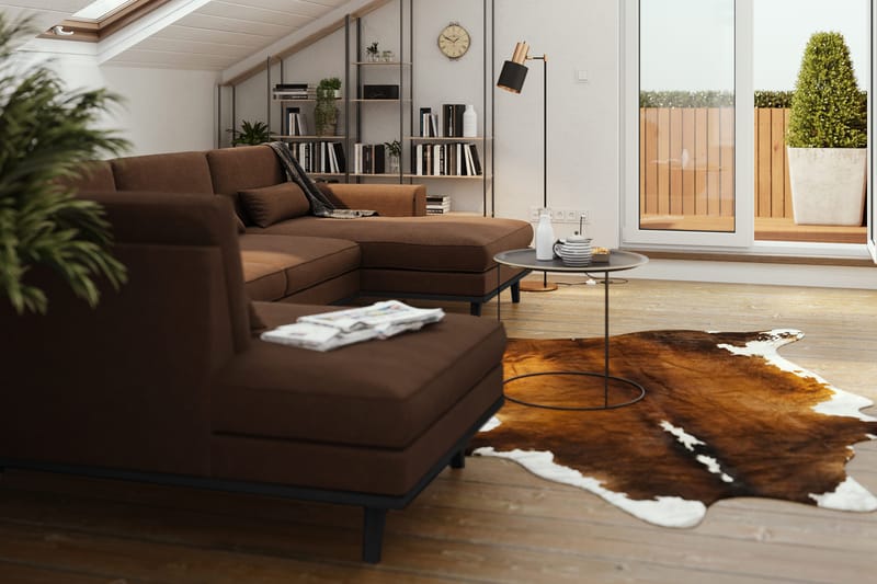 Copenhagen 5-sits Vänstervänd U-formad Soffa med Divan och Schäslong i Tyg - Brun - Möbler - Vardagsrum - Soffor - U-soffor