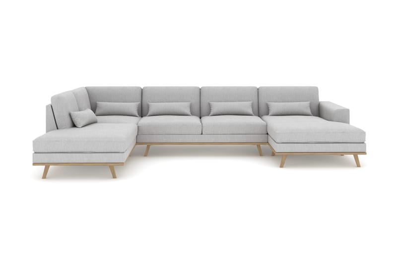 Copenhagen 5-sits Vänstervänd U-formad Soffa med Divan och Schäslong i Tyg - Grå - Möbler - Vardagsrum - Soffor - U-soffor
