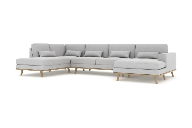 Copenhagen 5-sits Vänstervänd U-formad Soffa med Divan och Schäslong i Tyg - Grå - Möbler - Vardagsrum - Soffor - U-soffor