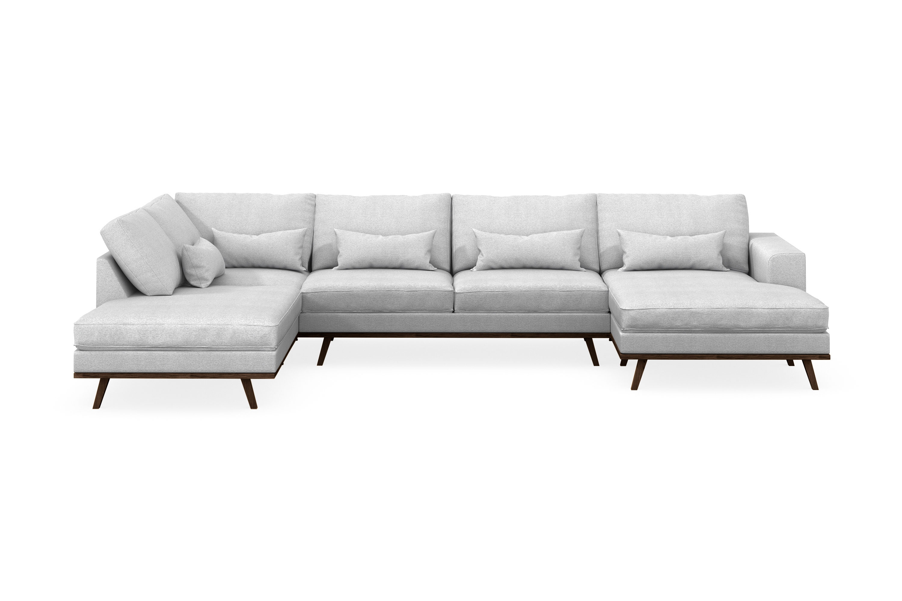 copenhagen 5-sits vänstervänd u-formad soffa med divan och schäslong i tyg - ljusgrå