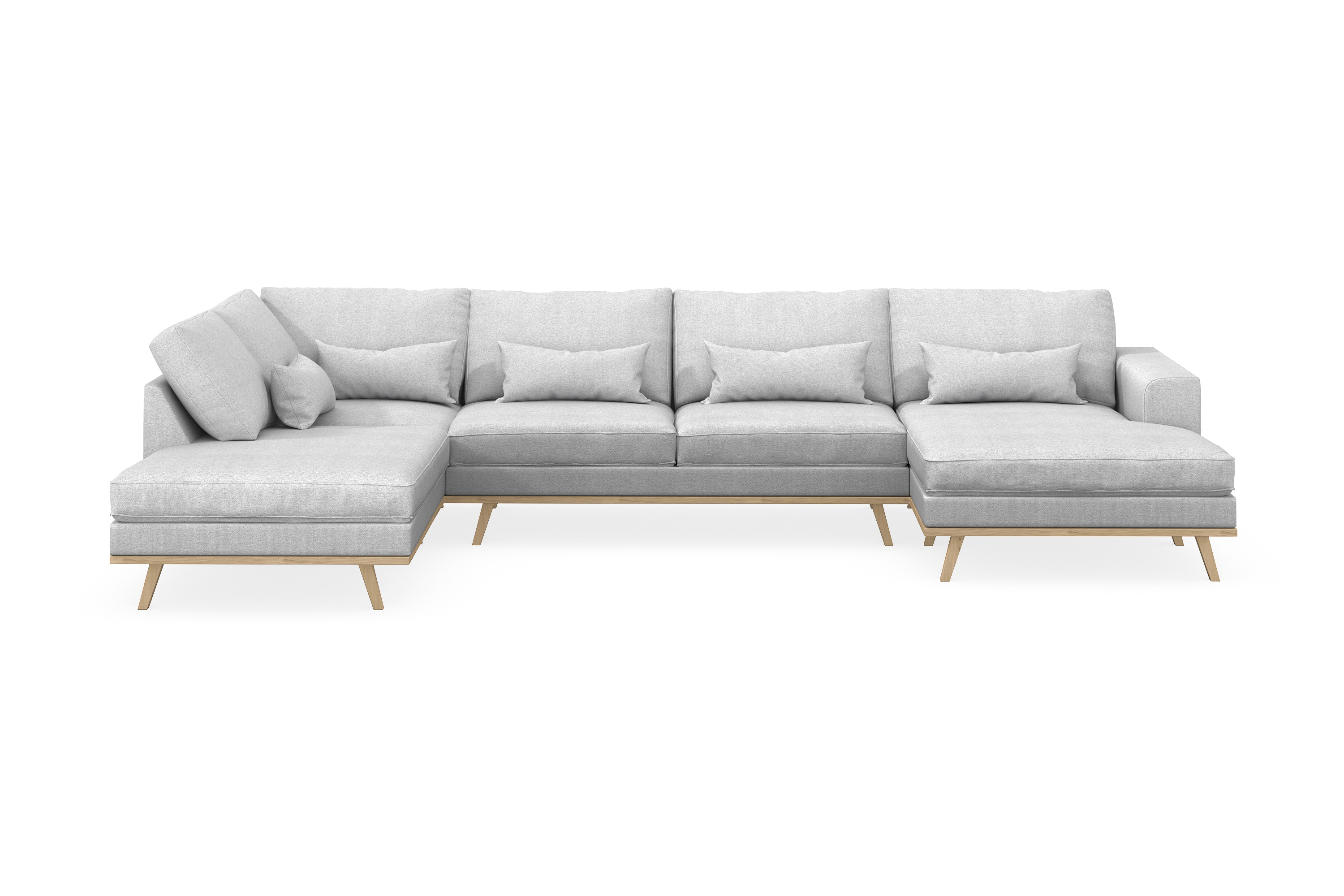 copenhagen 5-sits vänstervänd u-formad soffa med divan och schäslong i tyg - ljusgrå