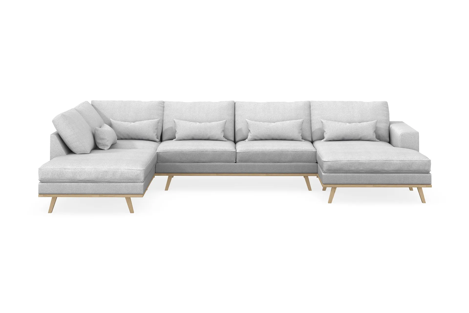 copenhagen 5-sits vänstervänd u-formad soffa med divan och schäslong i tyg - ljusgrå