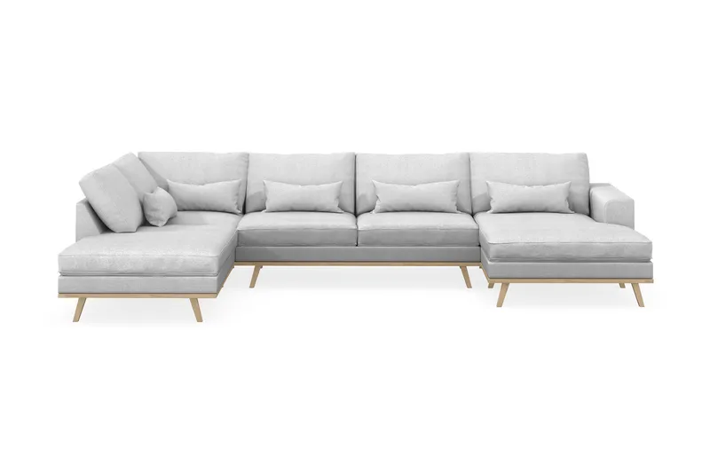 Copenhagen 5-sits Vänstervänd U-formad Soffa med Divan och Schäslong i Tyg - Ljusgrå - Möbler - Vardagsrum - Soffor - U-soffor