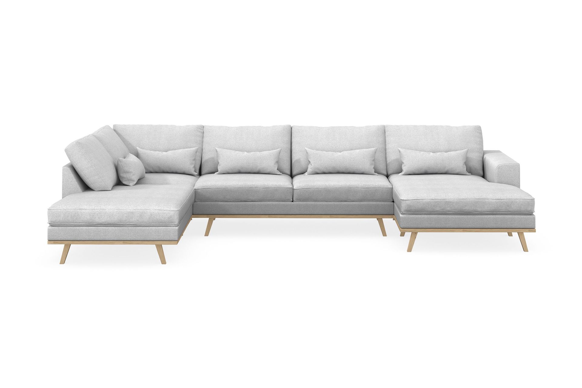 Copenhagen 5-sits V&auml;nsterv&auml;nd U-formad Soffa med Divan och Sch&auml;slong i Tyg - Ljusgr&aring;