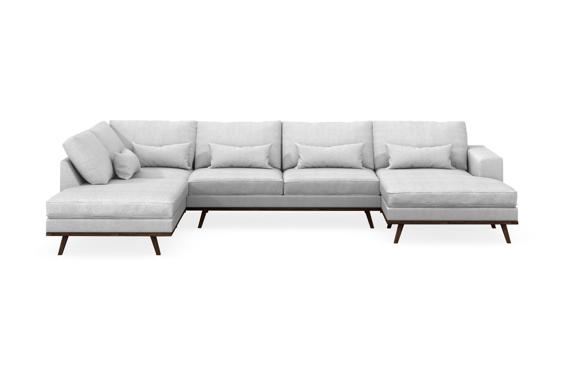 copenhagen 5-sits vänstervänd u-formad soffa med divan och schäslong i tyg - ljusgrå