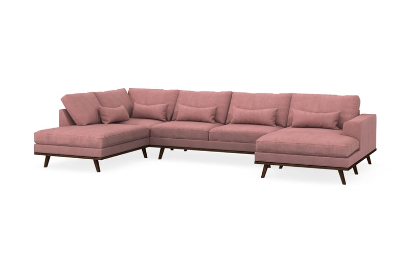 Copenhagen 5-sits Vänstervänd U-formad Soffa med Divan och Schäslong i Tyg - Rosa - Möbler - Vardagsrum - Soffor - U-soffor