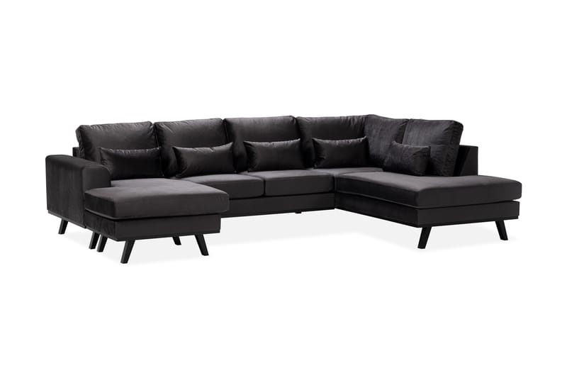 Copenhagen Compact 4-sits Högervänd U-formad Large Soffa med Divan och Schäslong i Sammet - Mörkgrå - Möbler - Vardagsrum - Soffor - U-soffor