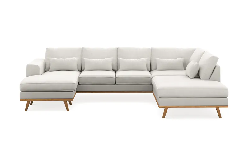 Copenhagen Compact 4-sits Högervänd U-formad Soffa med Divan och Schäslong i Tyg, Ljusgrå