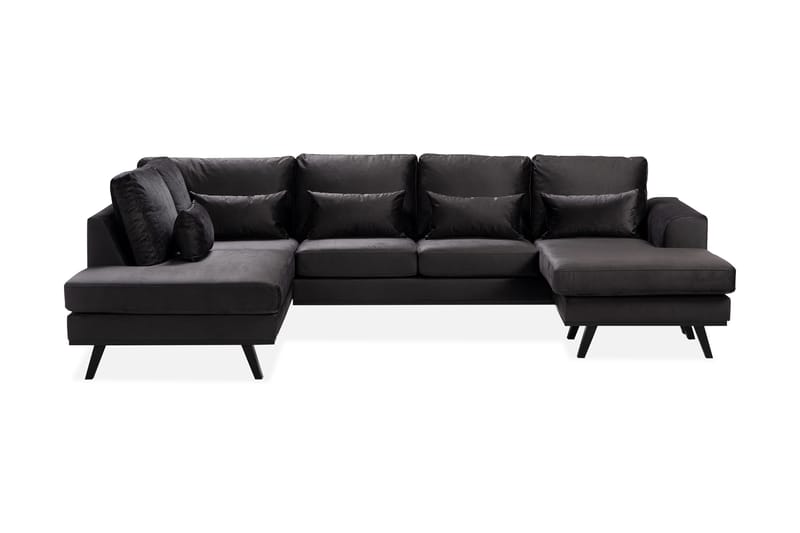 Copenhagen Compact 4-sits Vänstervänd U-formad Large Soffa med Divan och Schäslong i Sammet - Mörkgrå - Möbler - Vardagsrum - Soffor - U-soffor