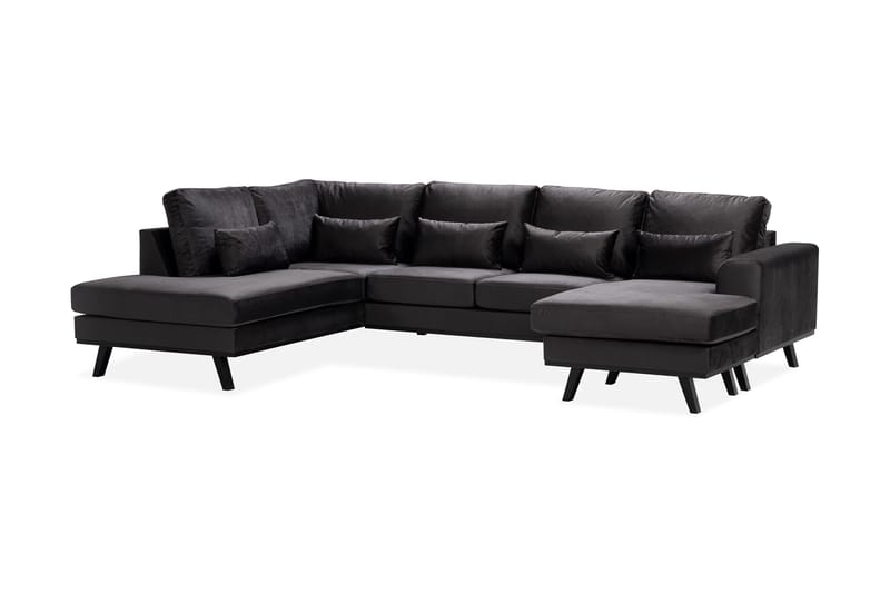 Copenhagen Compact 4-sits Vänstervänd U-formad Large Soffa med Divan och Schäslong i Sammet - Mörkgrå - Möbler - Vardagsrum - Soffor - U-soffor