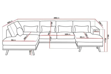 Copenhagen Compact 4-sits Vänstervänd U-formad Large Soffa med Divan och Schäslong i Sammet - Mörkgrå - Möbler - Vardagsrum - Soffor - U-soffor