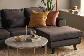 Copenhagen Compact 4-sits Vänstervänd U-formad Large Soffa med Divan och Schäslong i Sammet - Mörkgrå - Möbler - Vardagsrum - Soffor - U-soffor