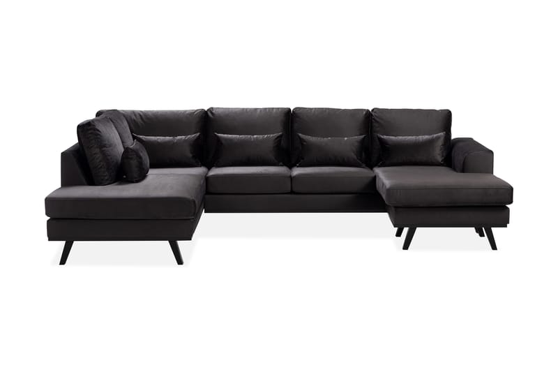 Copenhagen Compact 4-sits Vänstervänd U-formad Large Soffa med Divan och Schäslong i Sammet, Mörkgrå