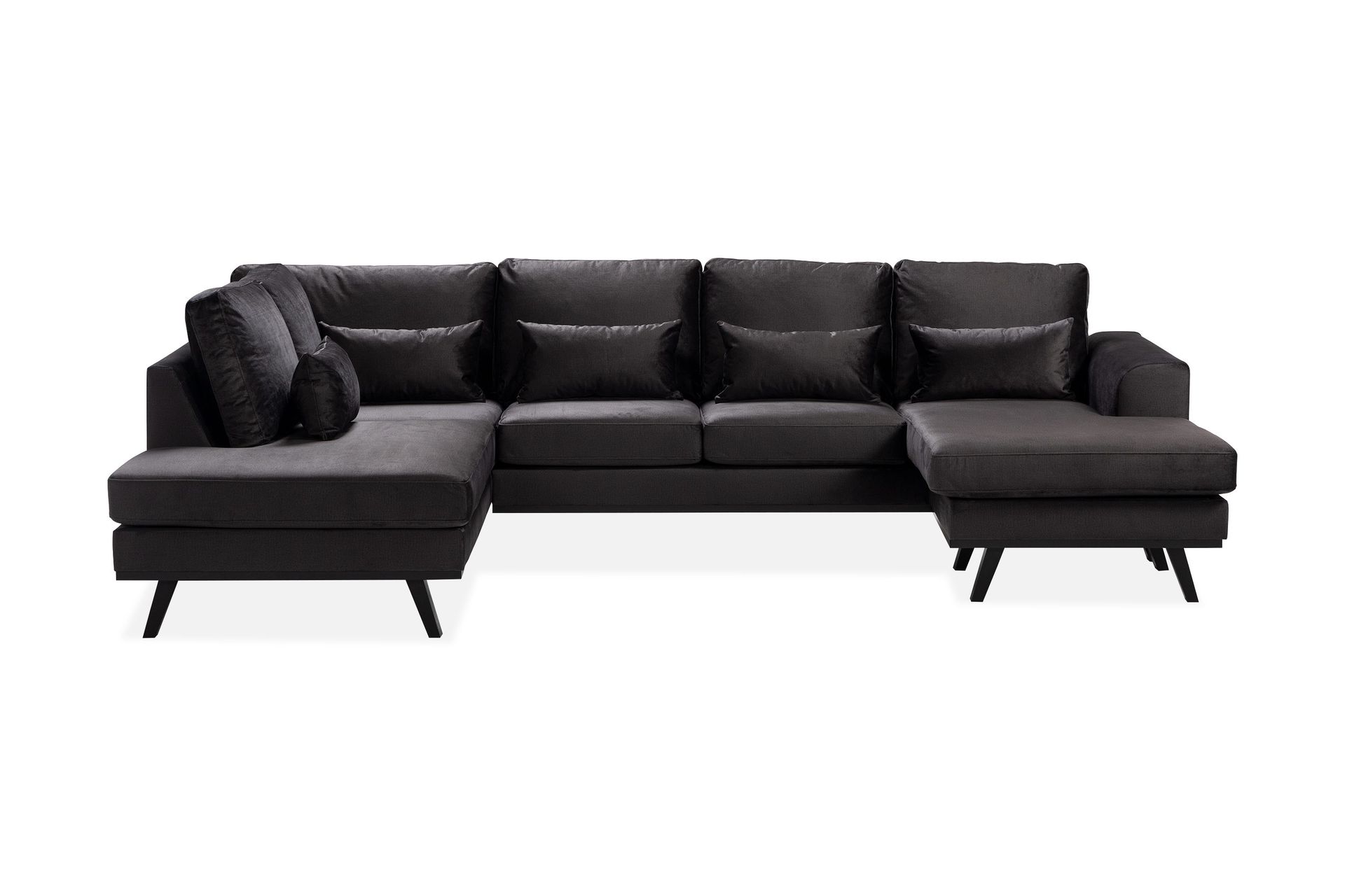 copenhagen compact 4-sits vänstervänd u-formad large soffa med divan och schäslong i sammet - mörkgrå