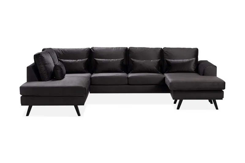 Copenhagen Compact 4-sits Vänstervänd U-formad Large Soffa med Divan och Schäslong i Sammet, Mörkgrå