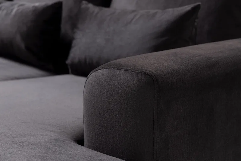 Copenhagen Compact 4-sits Vänstervänd U-formad Large Soffa med Divan och Schäslong i Sammet - Mörkgrå - Möbler - Vardagsrum - Soffor - U-soffor