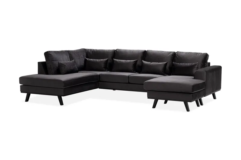 Copenhagen Compact 4-sits Vänstervänd U-formad Large Soffa med Divan och Schäslong i Sammet - Mörkgrå - Möbler - Vardagsrum - Soffor - U-soffor