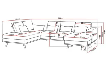 Copenhagen Compact 4-sits Vänstervänd U-formad Large Soffa med Divan och Schäslong i Sammet - Mörkgrå - Möbler - Vardagsrum - Soffor - U-soffor