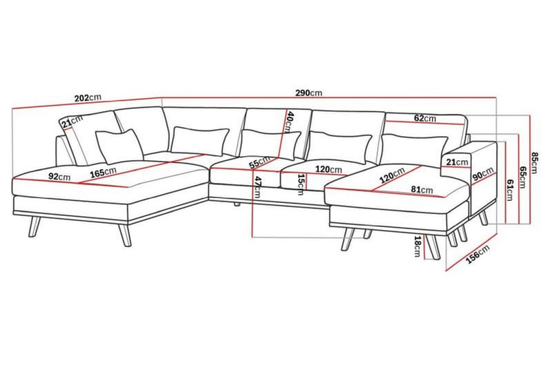 Copenhagen Compact 4-sits Vänstervänd U-formad Soffa med Divan och Schäslong i Tyg - Ljusgrå - Möbler - Vardagsrum - Soffor - U-soffor