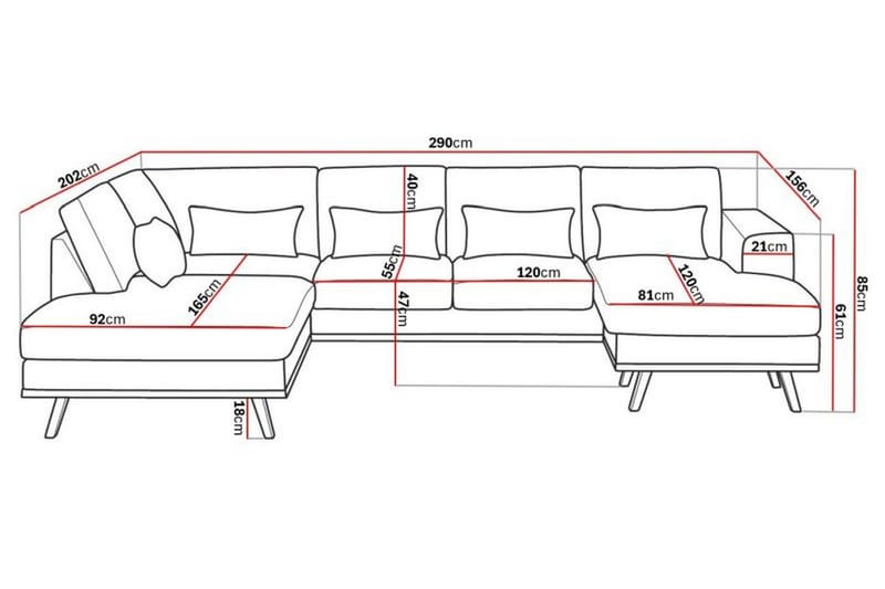 Copenhagen Compact 4-sits Vänstervänd U-formad Soffa med Divan och Schäslong i Tyg - Ljusgrå - Möbler - Vardagsrum - Soffor - U-soffor