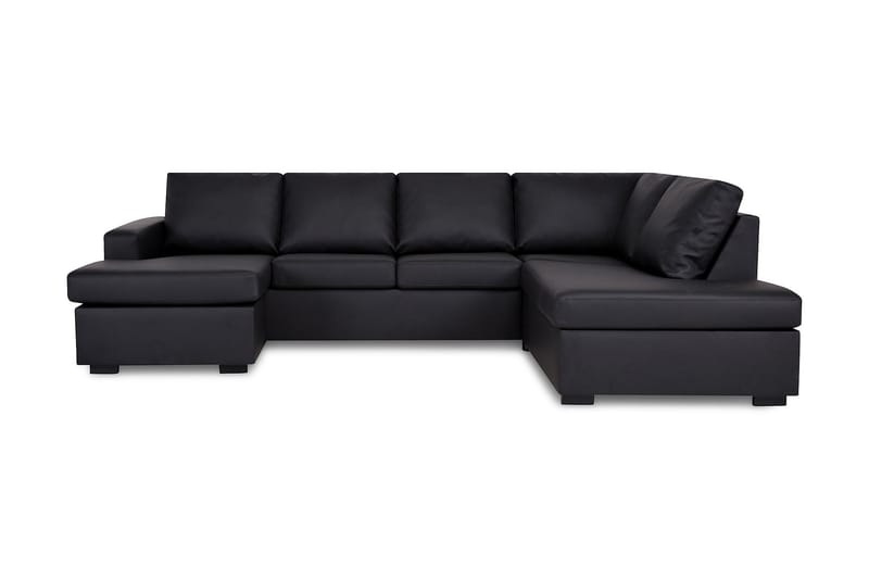Crazy 4-sits Högervänd U-formad Large Soffa med Divan och Schäslong i Konstläder - Svart - Möbler - Vardagsrum - Soffor - U-soffor