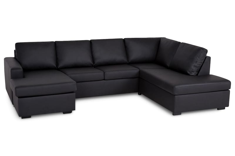 Crazy 4-sits Högervänd U-formad Large Soffa med Divan och Schäslong i Konstläder - Svart - Möbler - Vardagsrum - Soffor - U-soffor