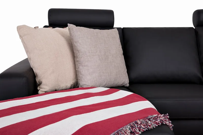 Crazy 4-sits Högervänd U-formad Large Soffa med Divan och Schäslong i Konstläder - Svart - Möbler - Vardagsrum - Soffor - Skinnsoffor