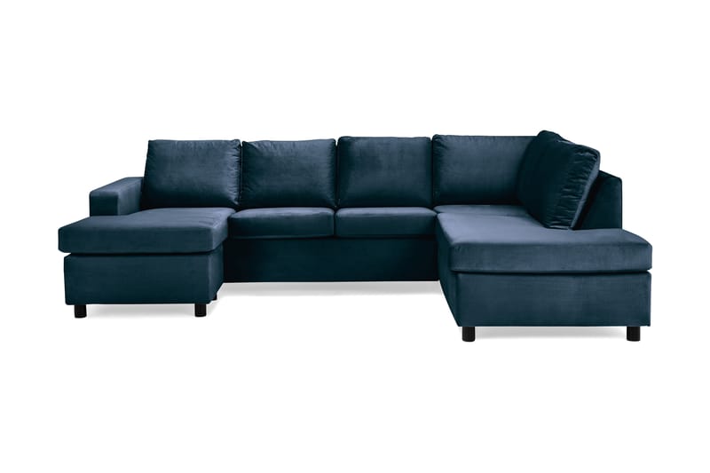 Crazy 4-sits Högervänd U-formad Large Soffa med Divan och Schäslong i Sammet - Blå - Möbler - Vardagsrum - Soffor - U-soffor