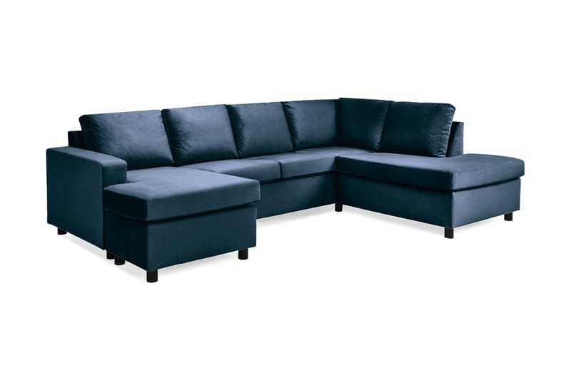 Crazy 4-sits Högervänd U-formad Large Soffa med Divan och Schäslong i Sammet - Blå - Möbler - Vardagsrum - Soffor - U-soffor