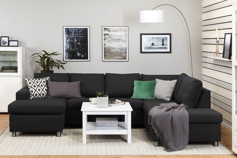 Crazy 4-sits Högervänd U-formad Large Soffa med Divan och Schäslong i Tyg - Antracit - Möbler - Vardagsrum - Soffor - U-soffor