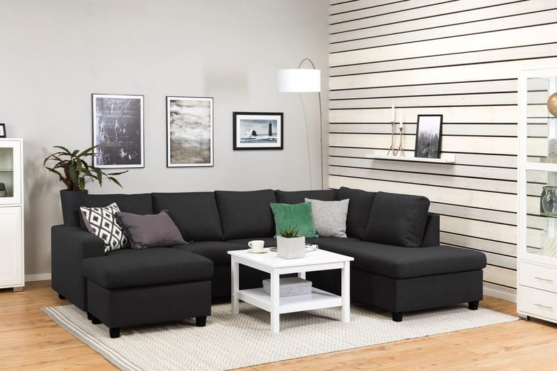 Crazy 4-sits Högervänd U-formad Large Soffa med Divan och Schäslong i Tyg - Antracit - Möbler - Vardagsrum - Soffor - U-soffor