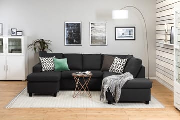 Crazy 4-sits Högervänd U-formad Large Soffa med Divan och Schäslong i Tyg - Antracit - Möbler - Vardagsrum - Soffor - U-soffor