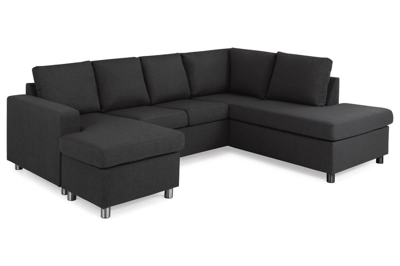 Crazy 4-sits Högervänd U-formad Large Soffa med Divan och Schäslong i Tyg - Antracit - Möbler - Vardagsrum - Soffor - U-soffor