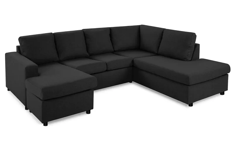 Crazy 4-sits Högervänd U-formad Large Soffa med Divan och Schäslong i Tyg - Antracit - Möbler - Vardagsrum - Soffor - U-soffor