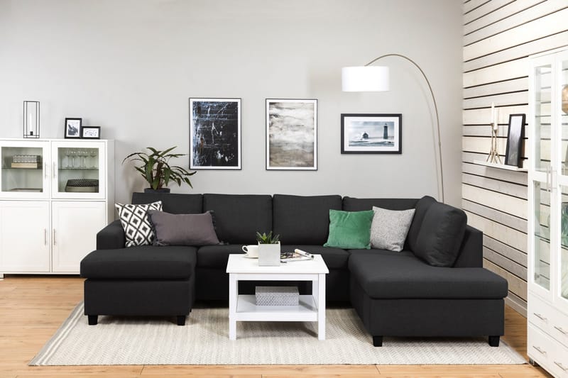 Crazy 4-sits Högervänd U-formad Large Soffa med Divan och Schäslong i Tyg - Antracit - Möbler - Vardagsrum - Soffor - U-soffor