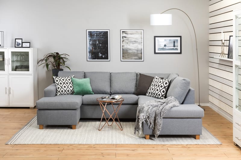 Crazy 4-sits Högervänd U-formad Large Soffa med Divan och Schäslong i Tyg - Grå - Möbler - Vardagsrum - Soffor - U-soffor