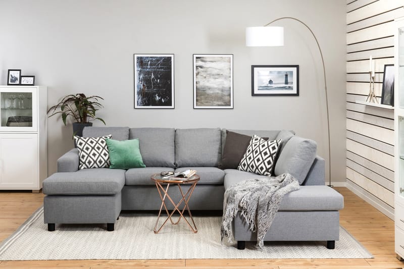 Crazy 4-sits Högervänd U-formad Large Soffa med Divan och Schäslong i Tyg - Grå - Möbler - Vardagsrum - Soffor - U-soffor