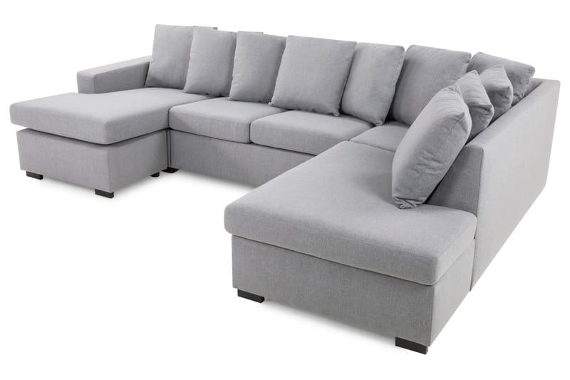 Crazy 4-sits Högervänd U-formad Large Soffa med Divan och Schäslong i Tyg inkl Kuvertkuddar - Grå - Möbler - Vardagsrum - Soffor - U-soffor