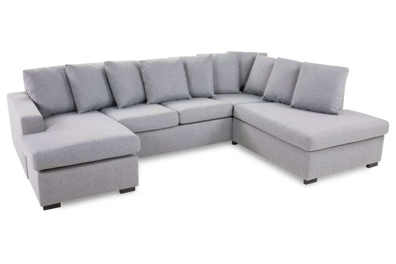 Crazy 4-sits Högervänd U-formad Large Soffa med Divan och Schäslong i Tyg inkl Kuvertkuddar - Grå - Möbler - Vardagsrum - Soffor - U-soffor