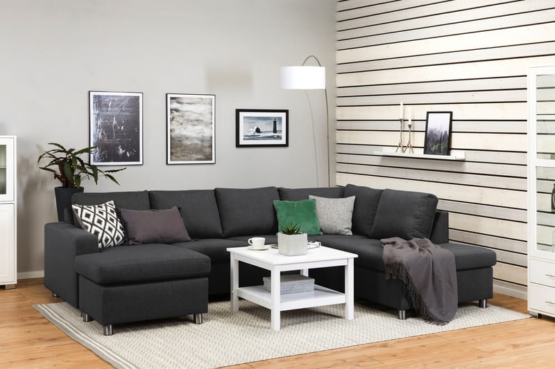 Crazy 4-sits Högervänd U-formad Large Soffa med Divan och Schäslong i Tyg - Mörkgrå - Möbler - Vardagsrum - Soffor - U-soffor